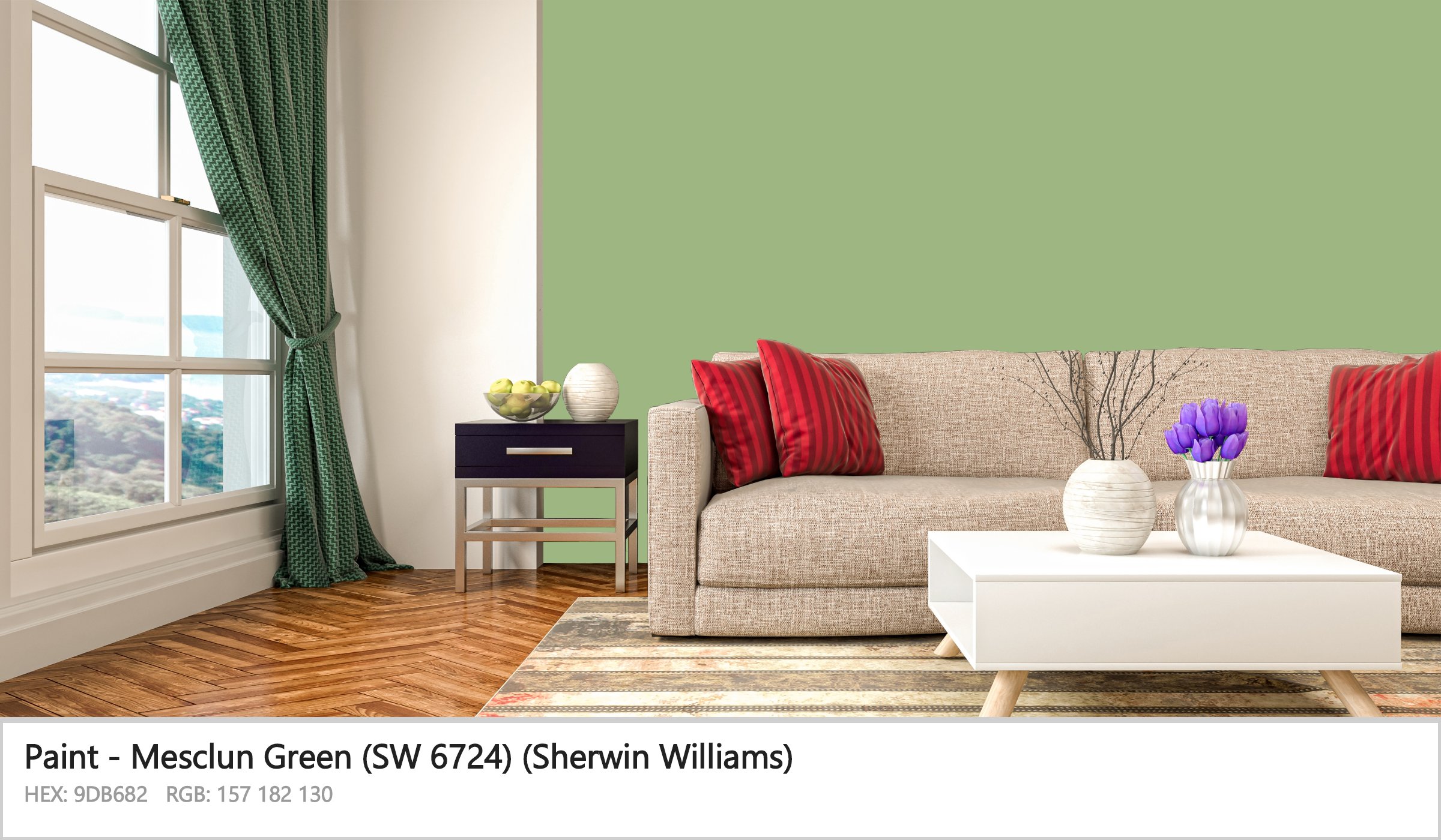 Sherwin Williams Mesclun Green (SW 6724) Paint color codes, similar ...