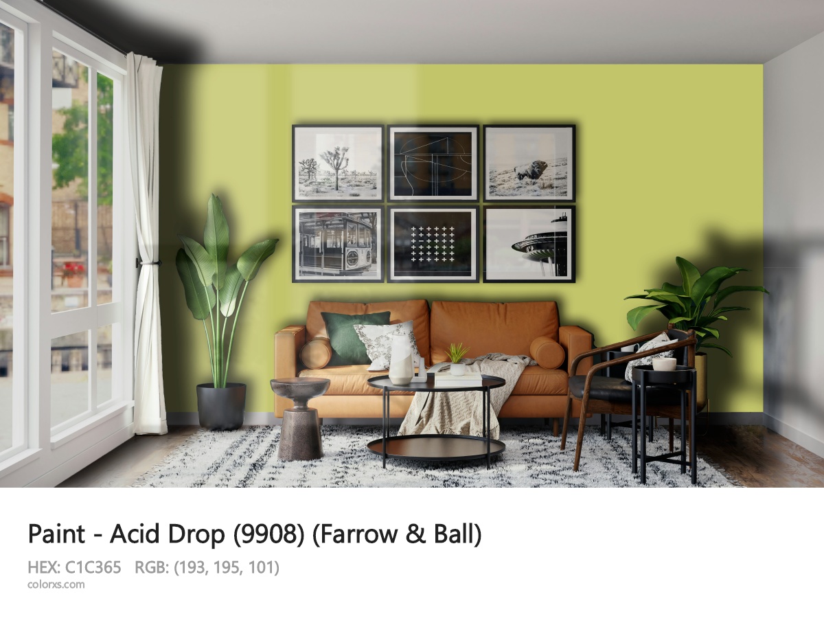 Farrow & Ball Acid Drop (9908) Paint modern minimalist living room interior