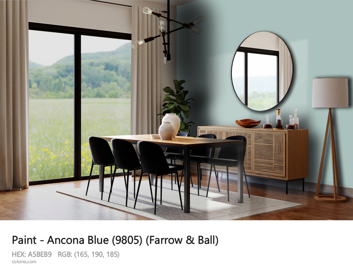 Farrow & Ball Ancona Blue (9805) Paint dining room design