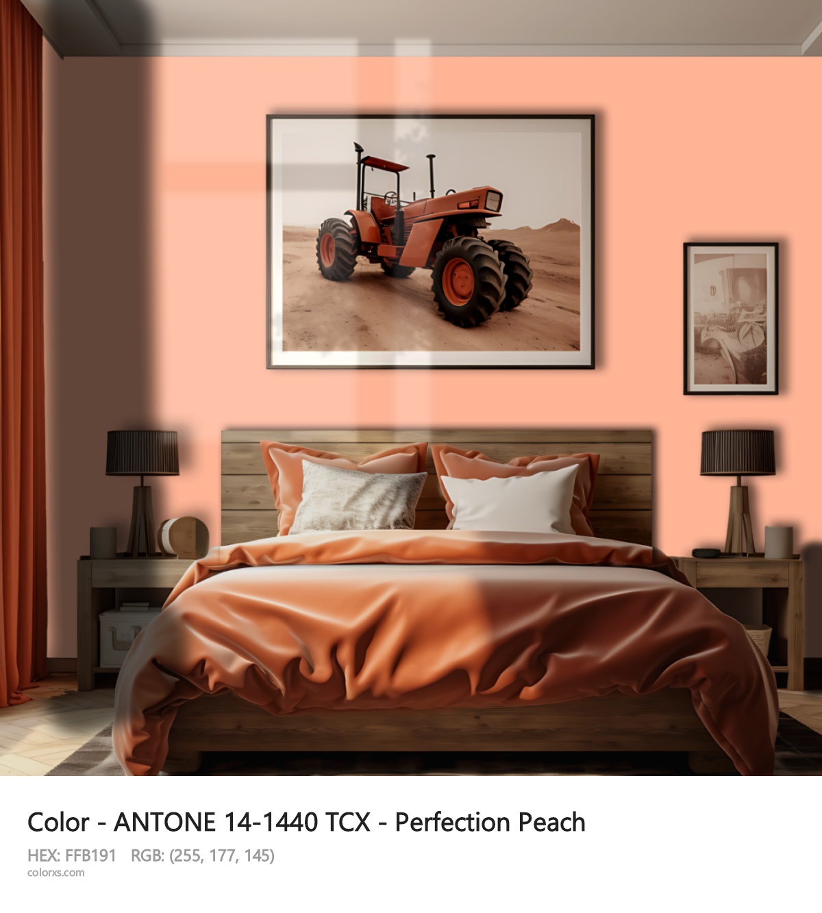 ANTONE 14-1440 TCX - Perfection Peach CMS vintage style bedroom interior
