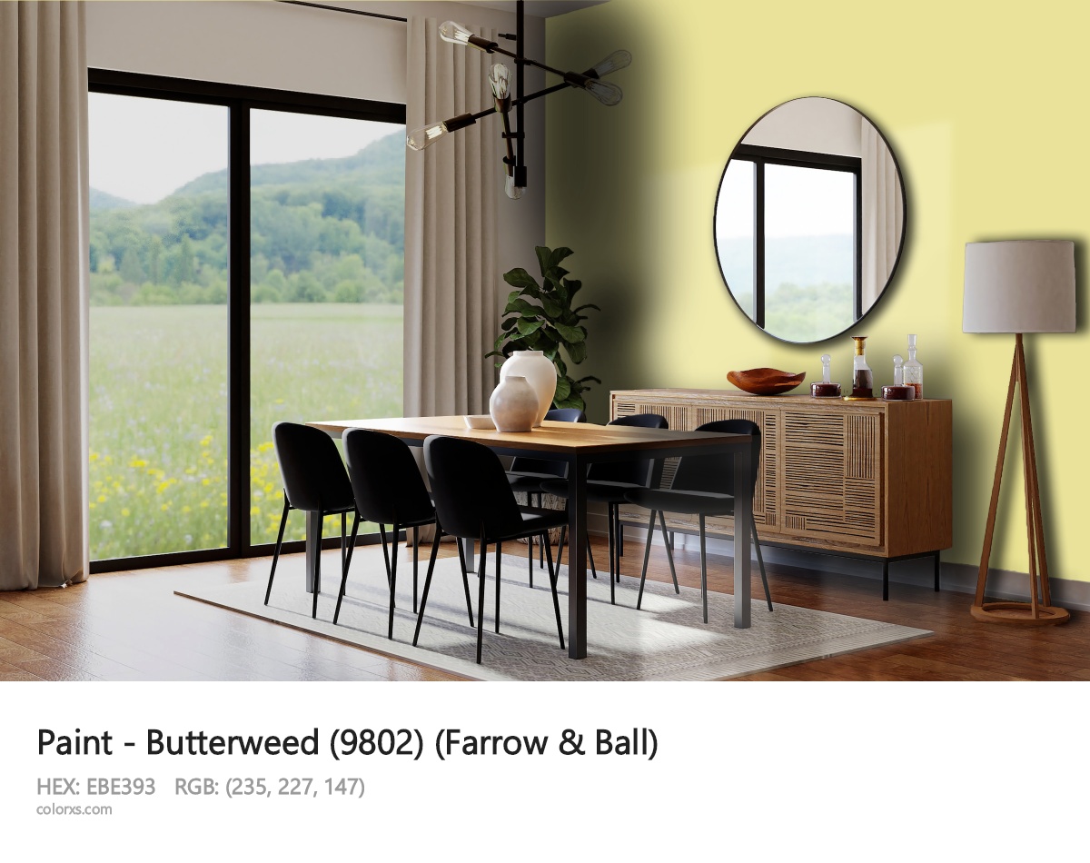 Farrow & Ball Butterweed (9802) Paint dining room design