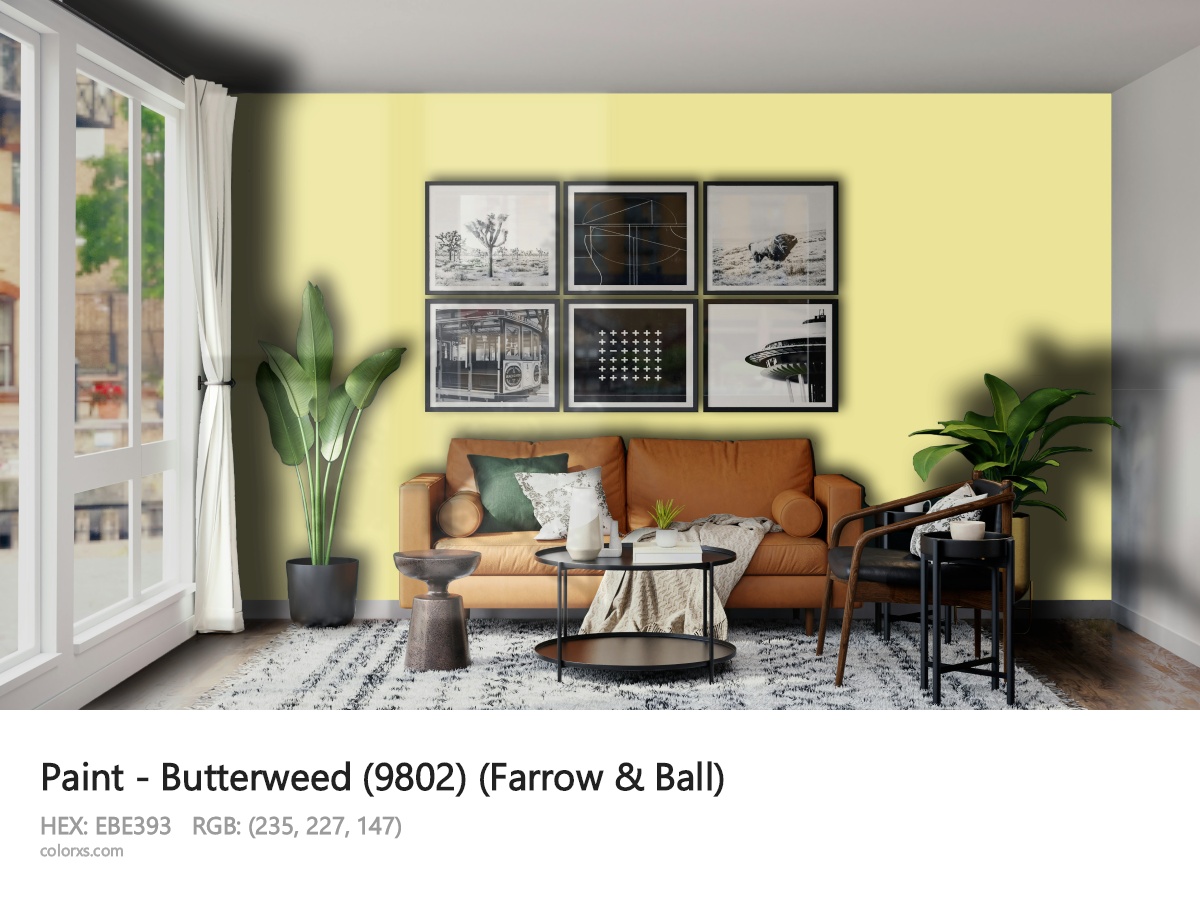 Farrow & Ball Butterweed (9802) Paint modern minimalist living room interior