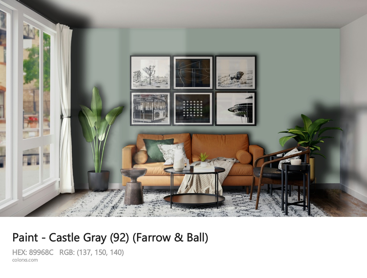 Farrow & Ball Castle Gray (92) Paint modern minimalist living room interior