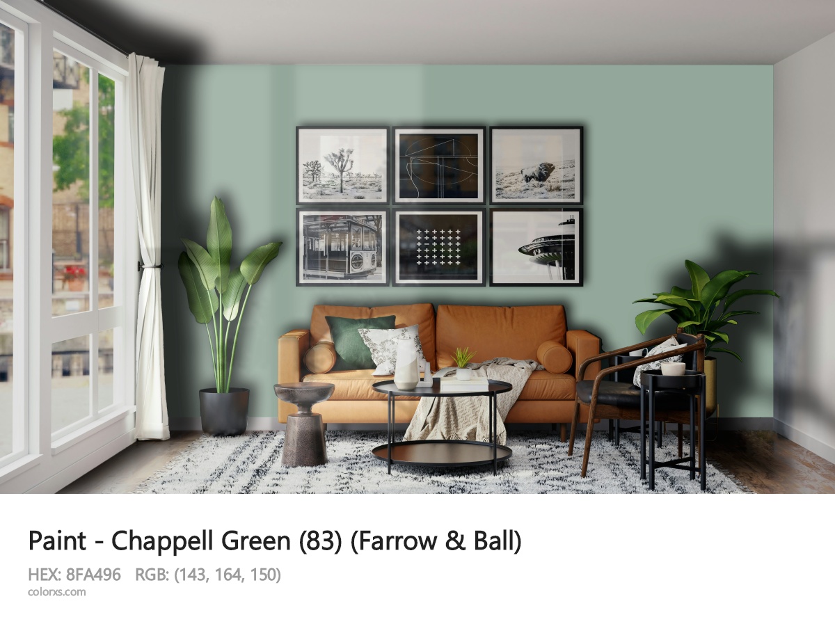 Farrow & Ball Chappell Green (83) Paint modern minimalist living room interior