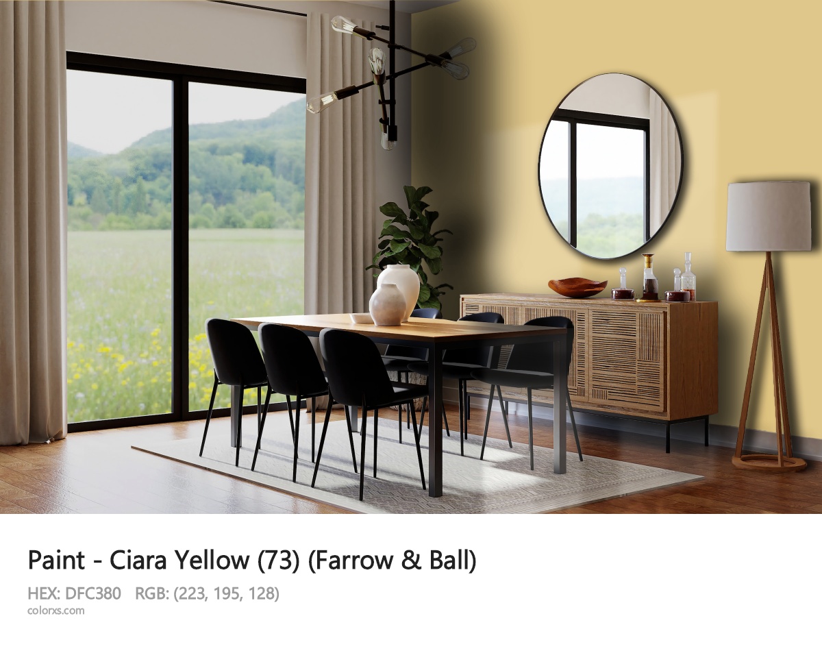 Farrow & Ball Ciara Yellow (73) Paint dining room design