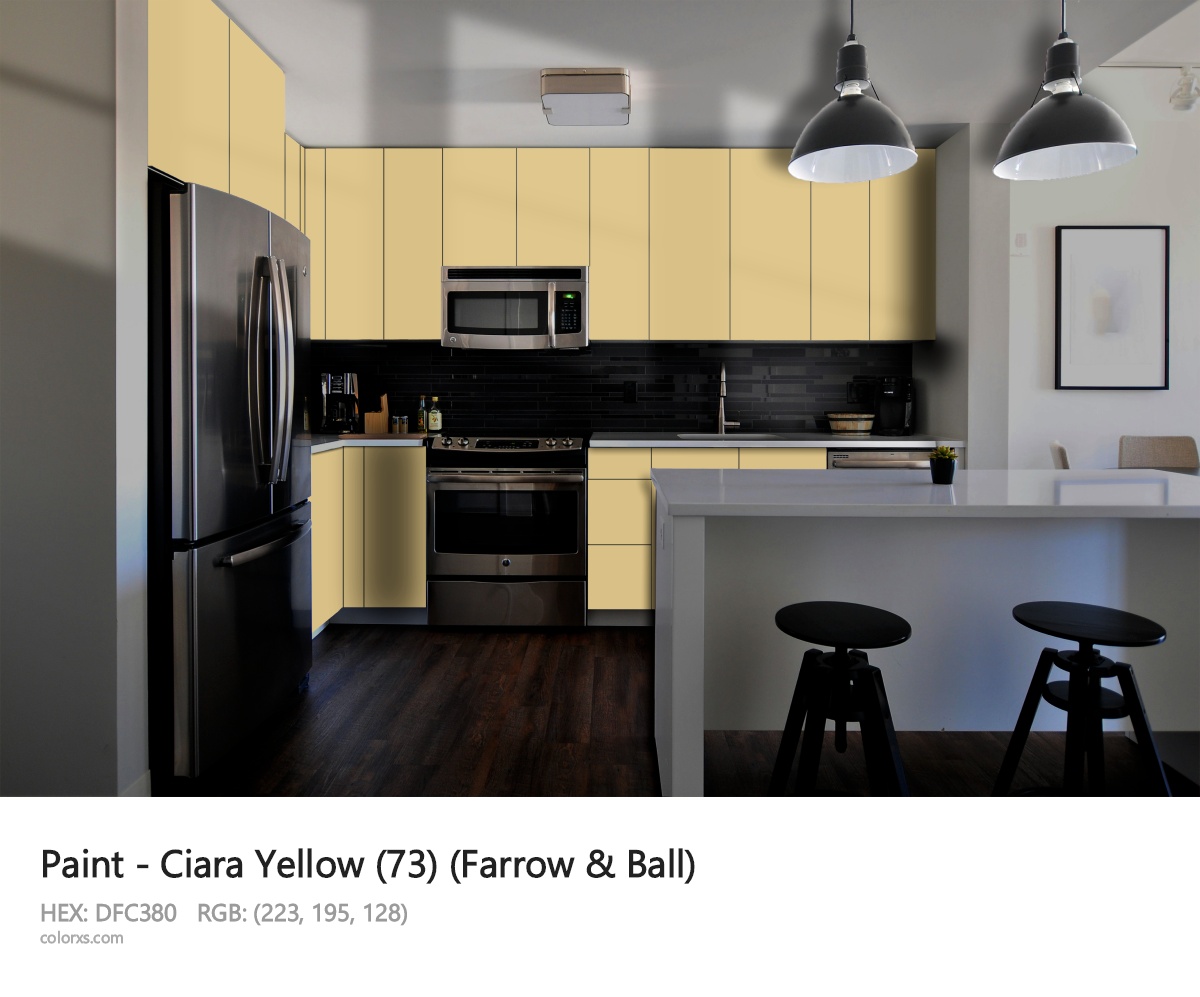 Farrow & Ball Ciara Yellow (73) Paint modular kitchen design