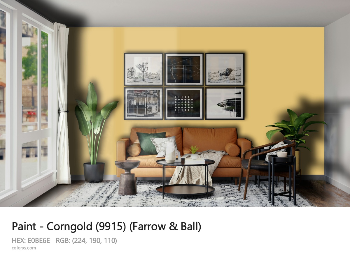 Farrow & Ball Corngold (9915) Paint modern minimalist living room interior