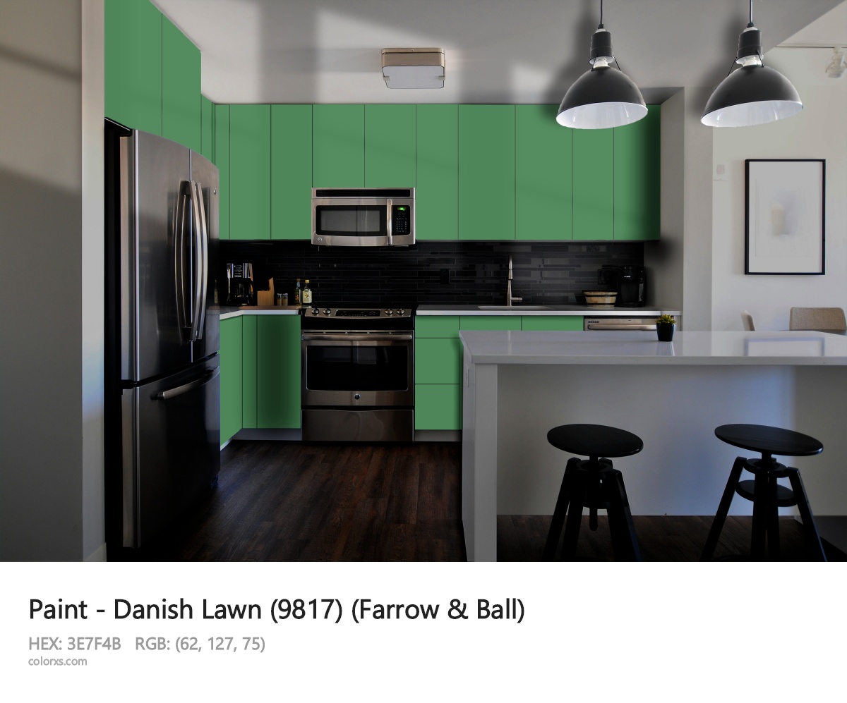 Farrow & Ball Danish Lawn (9817) Paint modular kitchen design
