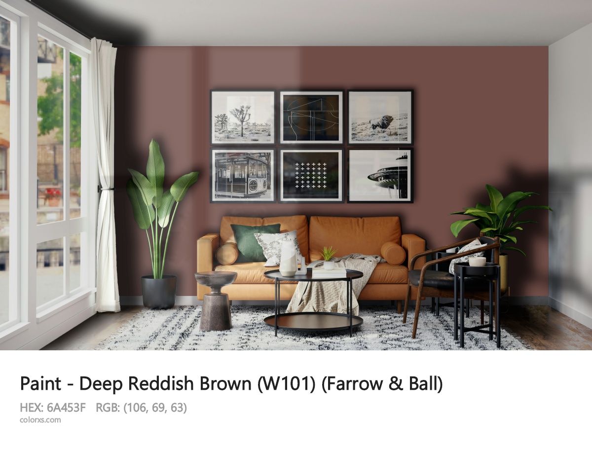 Farrow & Ball Deep Reddish Brown (W101) Paint modern minimalist living room interior