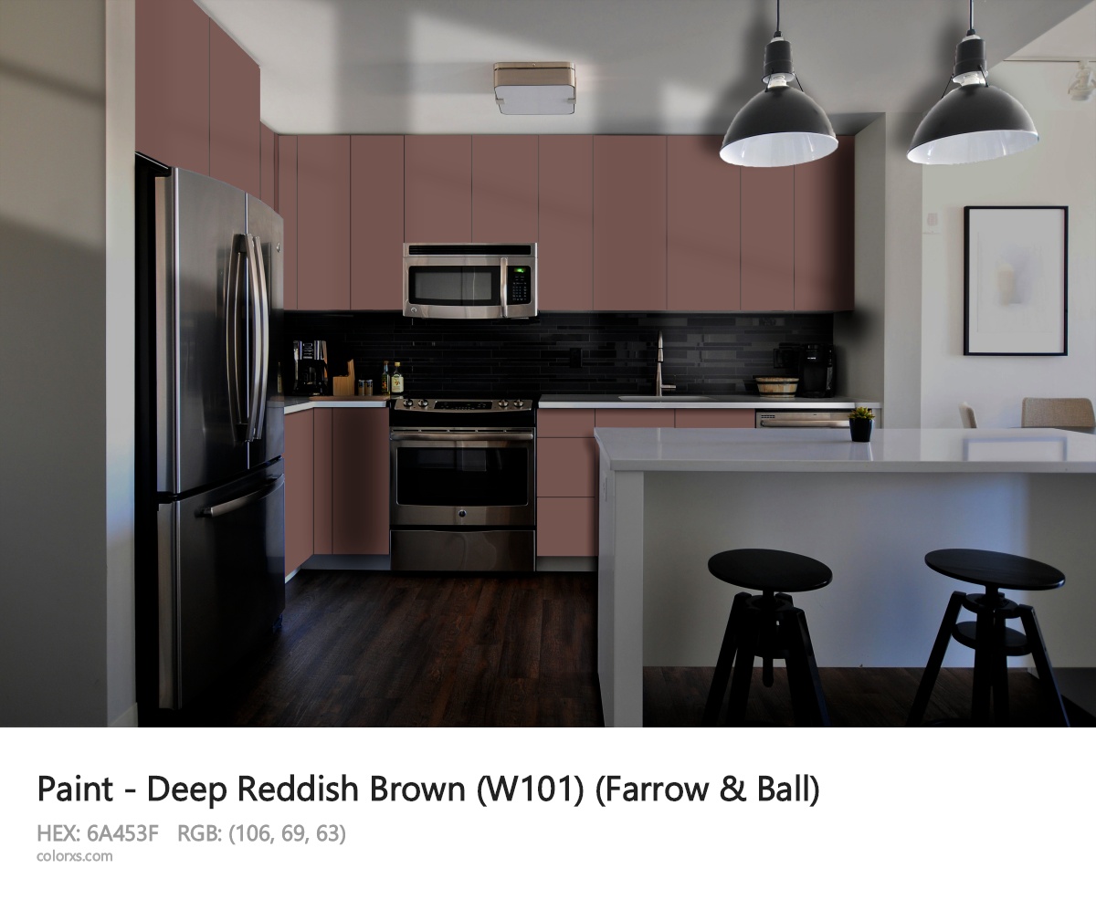 Farrow & Ball Deep Reddish Brown (W101) Paint modular kitchen design