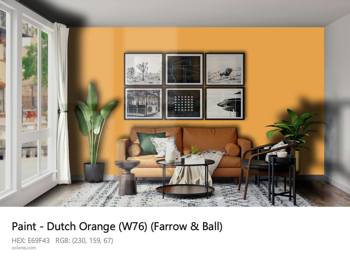 Farrow & Ball Dutch Orange (W76) Paint modern minimalist living room interior