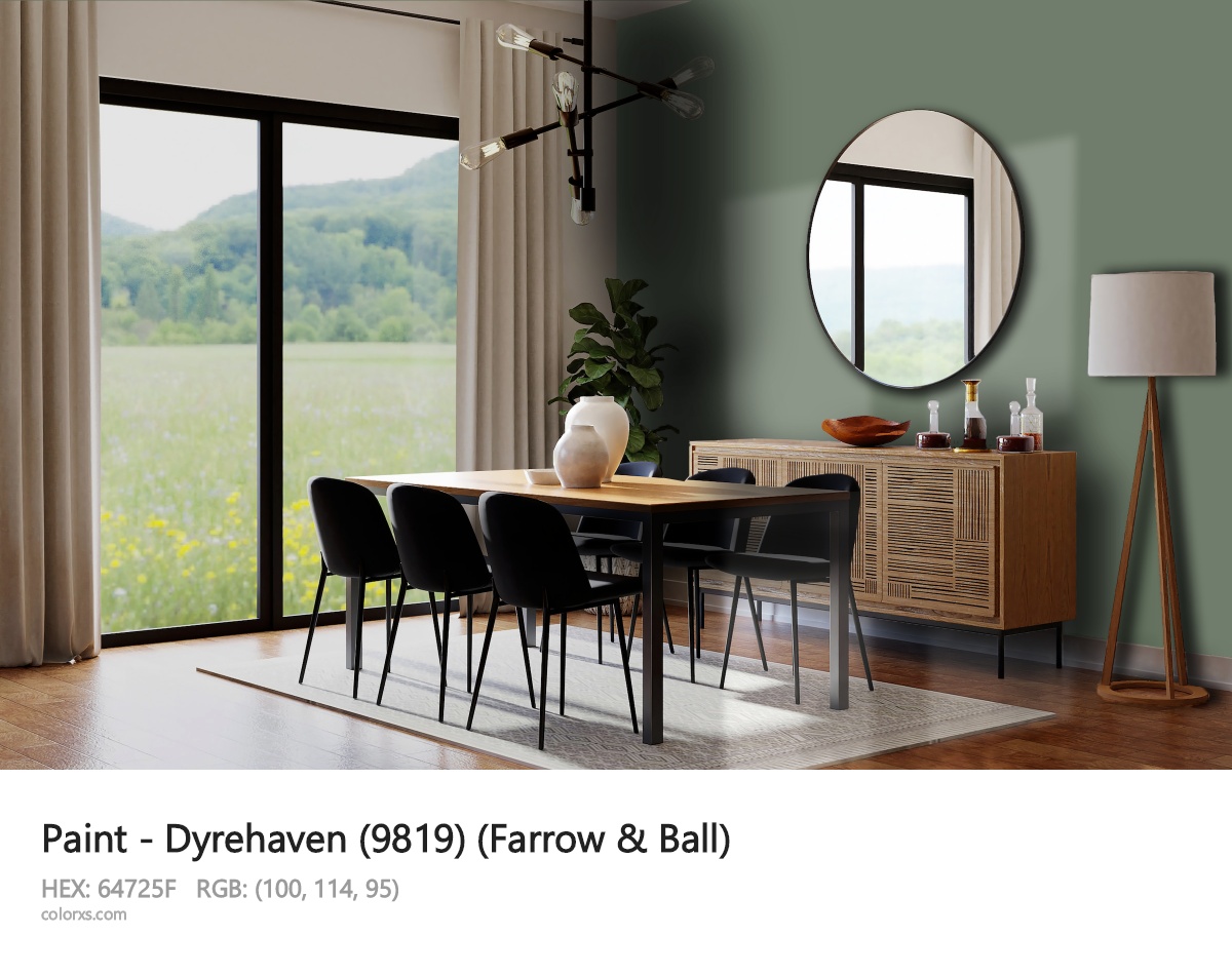 Farrow & Ball Dyrehaven (9819) Paint dining room design