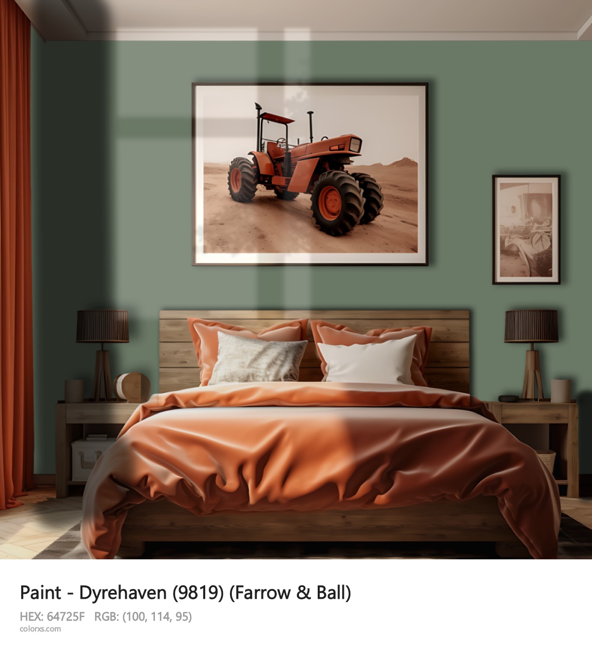 Farrow & Ball Dyrehaven (9819) Paint vintage style bedroom interior