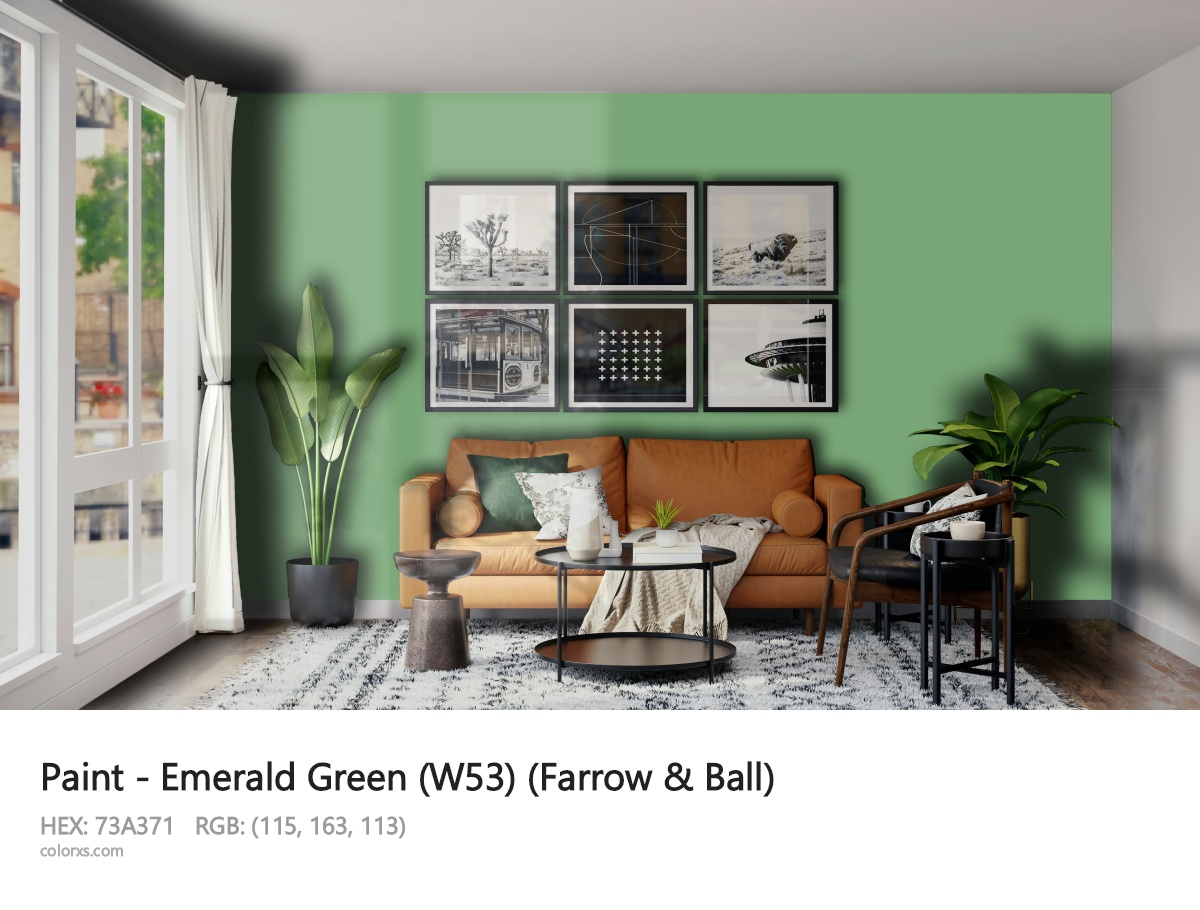 Farrow & Ball Emerald Green (W53) Paint modern minimalist living room interior
