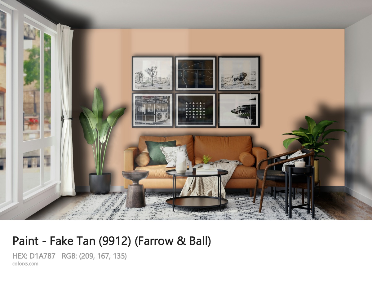 Farrow & Ball Fake Tan (9912) Paint modern minimalist living room interior