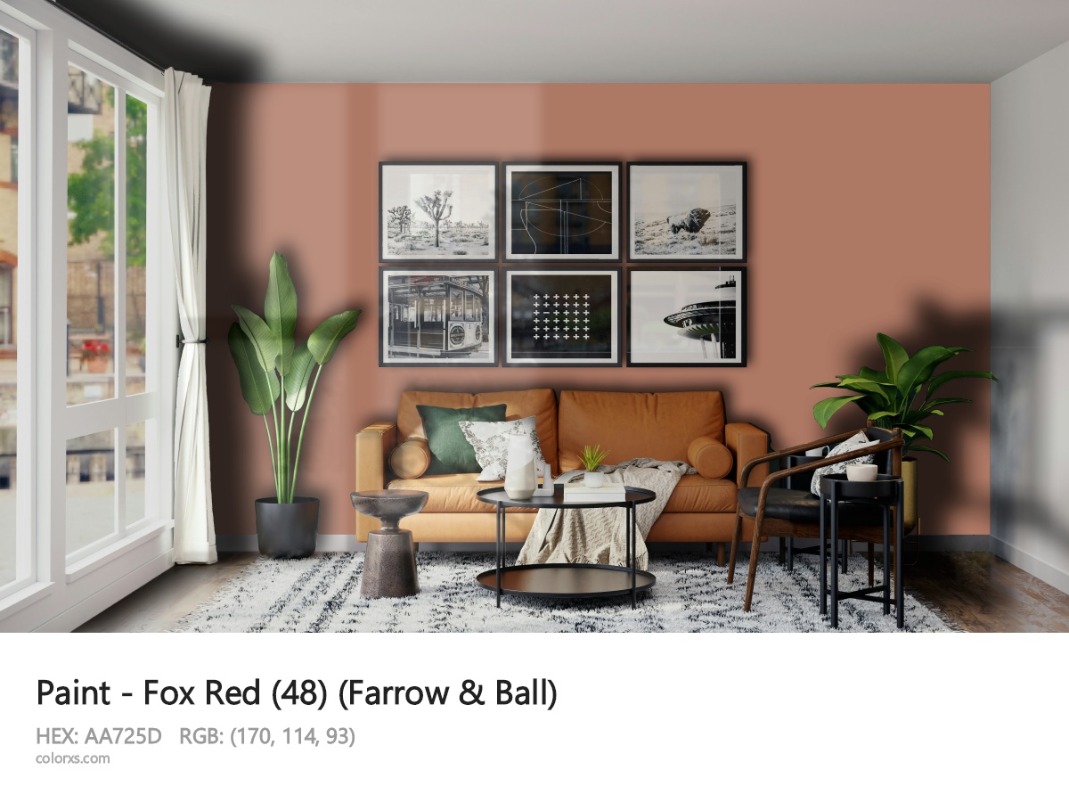 Farrow & Ball Fox Red (48) Paint modern minimalist living room interior