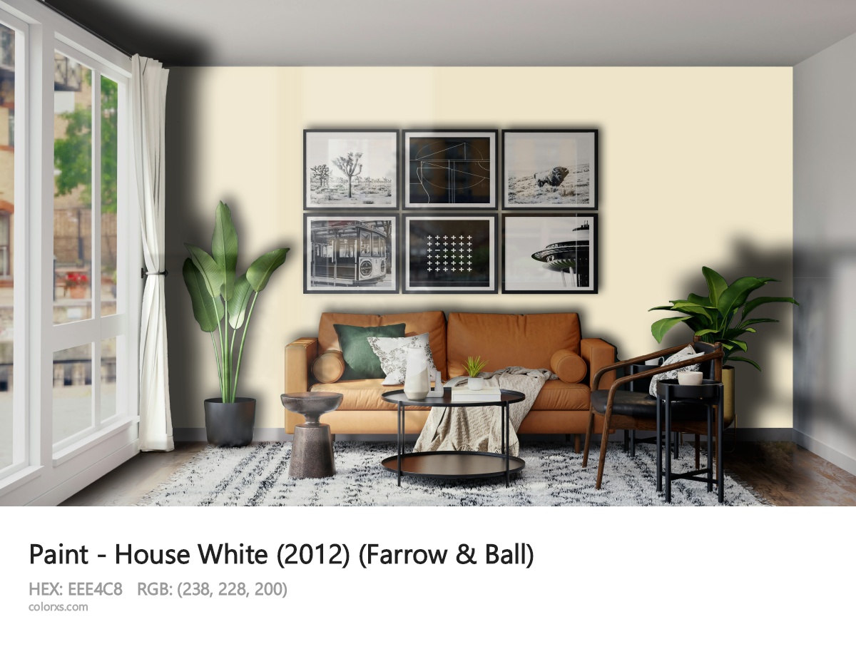 Farrow & Ball House White (2012) Paint modern minimalist living room interior