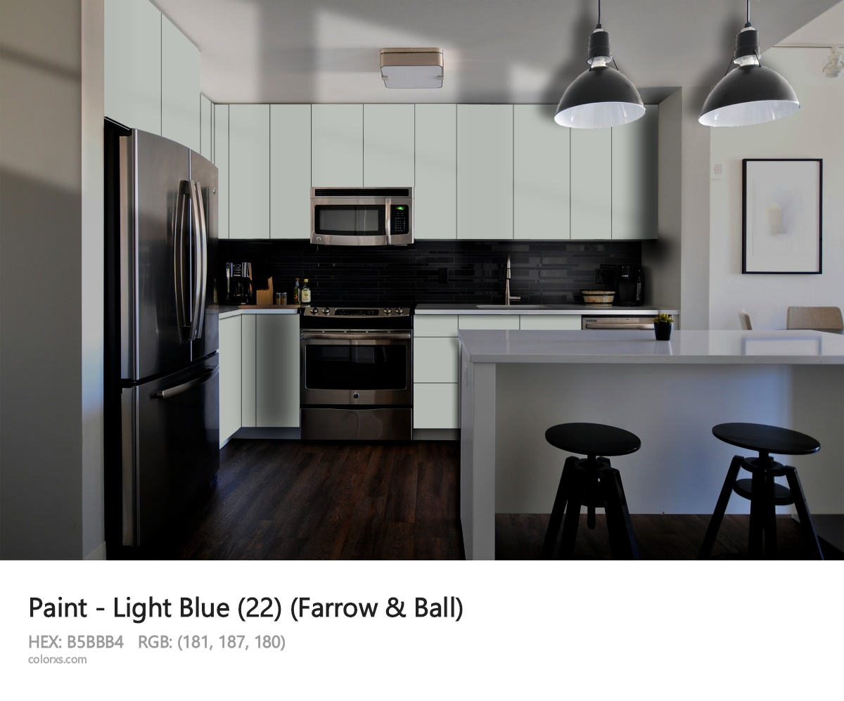 Farrow & Ball Light Blue (22) Paint modular kitchen design