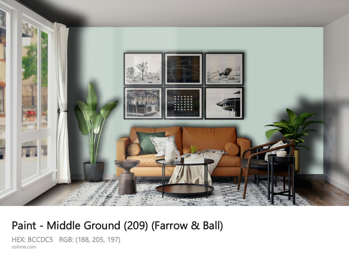 Farrow & Ball Middle Ground (209) Paint modern minimalist living room interior