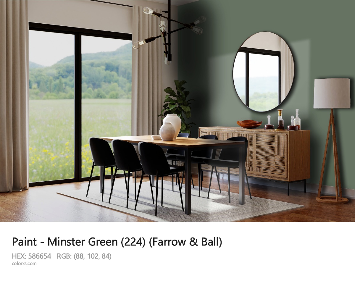 Farrow & Ball Minster Green (224) Paint dining room design