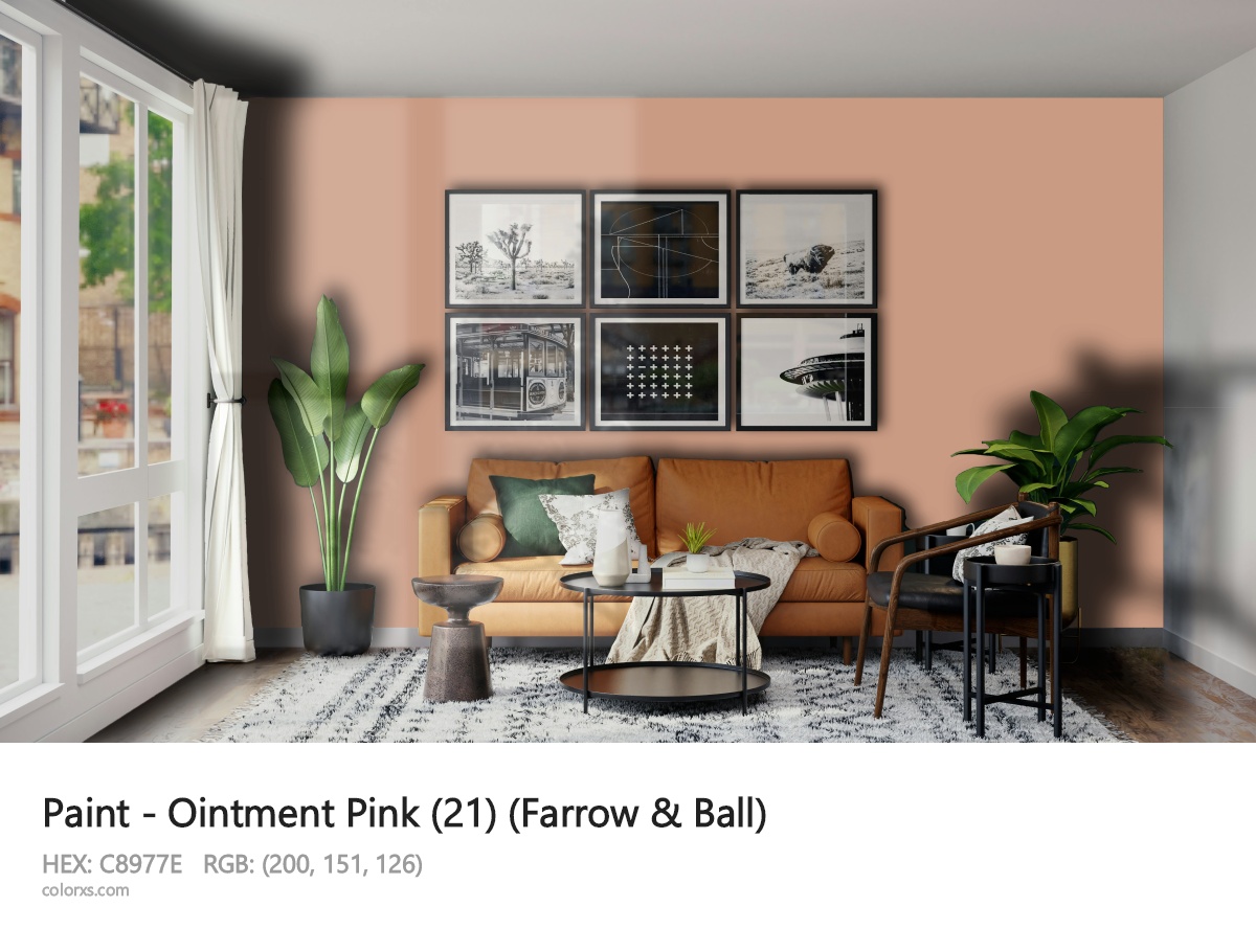 Farrow & Ball Ointment Pink (21) Paint modern minimalist living room interior