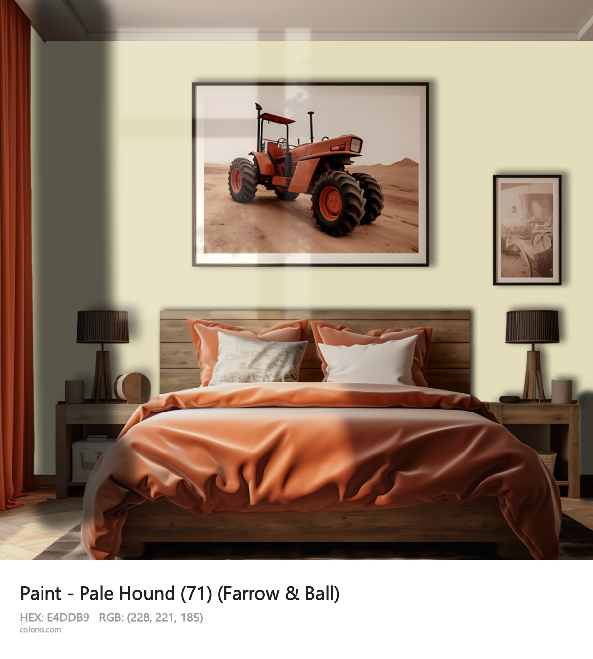 Farrow & Ball Pale Hound (71) Paint vintage style bedroom interior