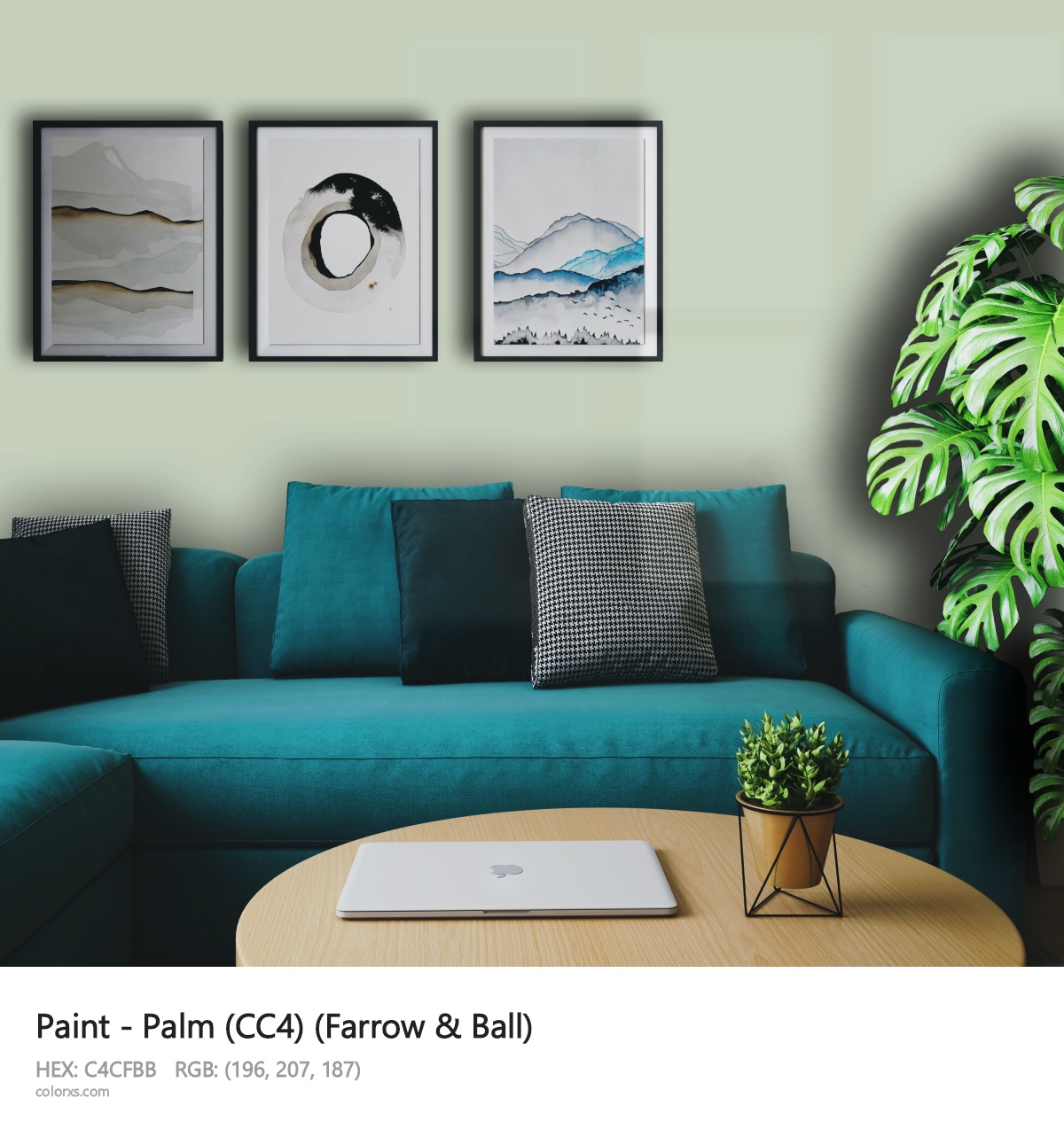 Farrow & Ball Palm (CC4) Paint cozy coffee corner interior