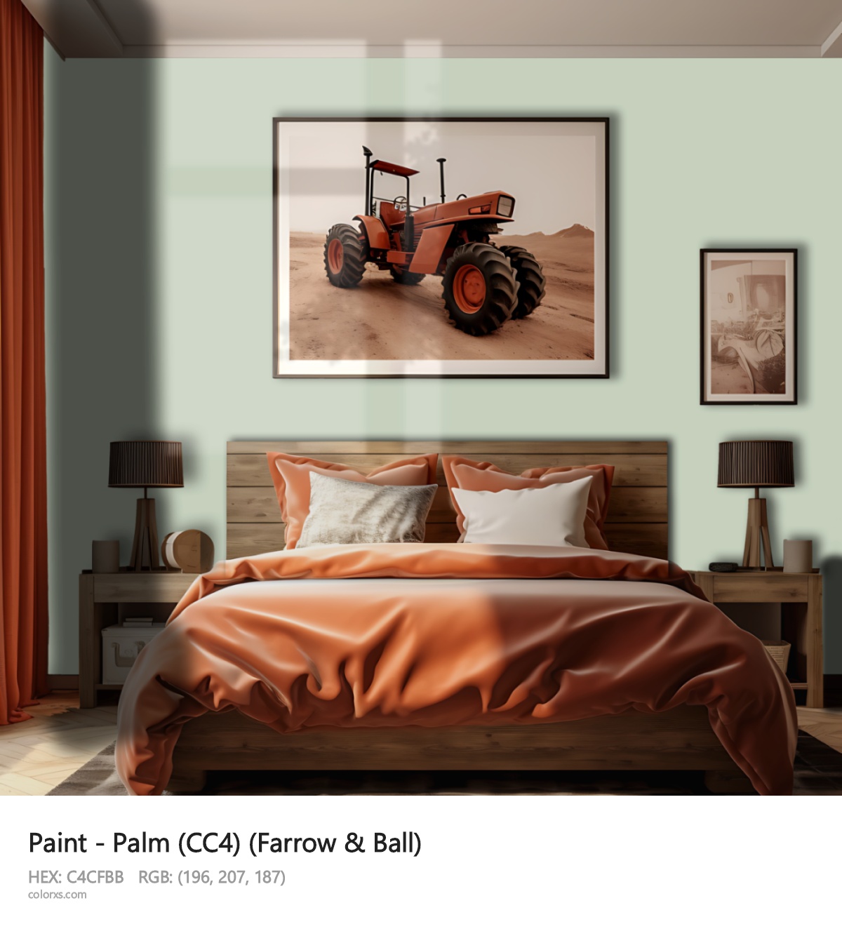 Farrow & Ball Palm (CC4) Paint vintage style bedroom interior