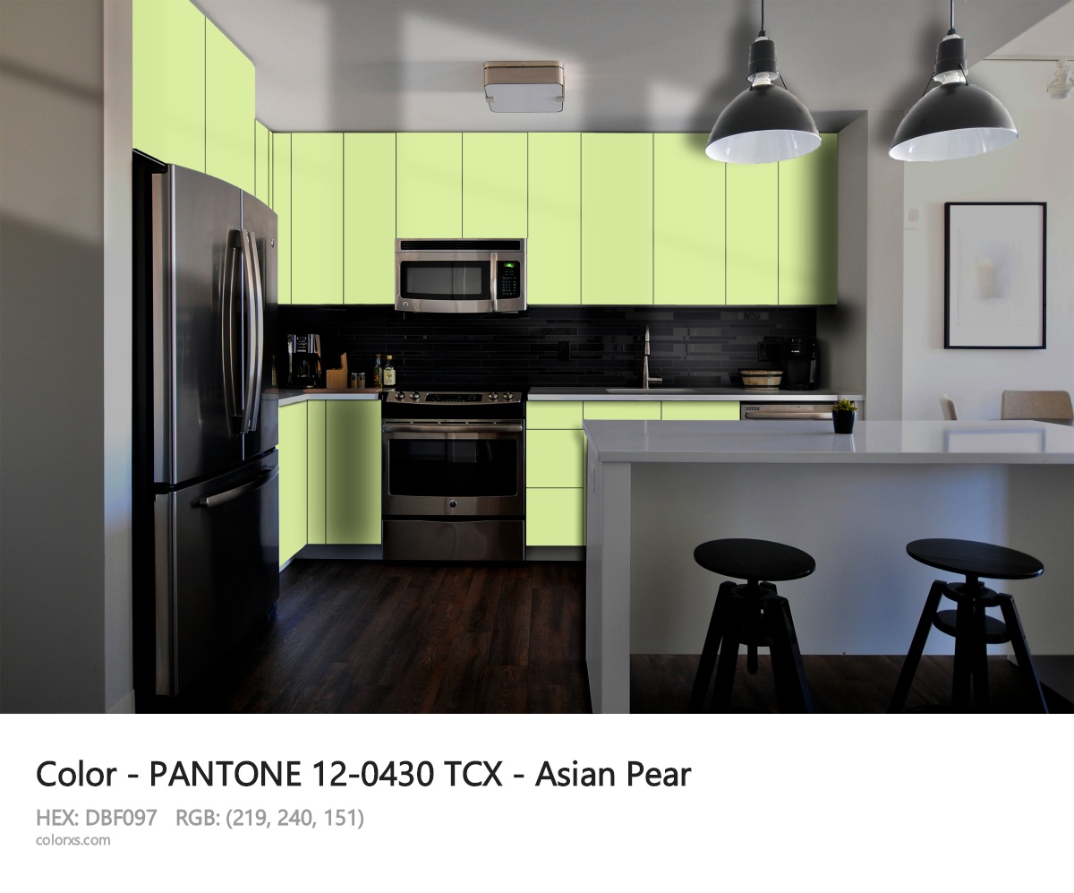 PANTONE 12-0430 TCX - Asian Pear CMS modular kitchen design