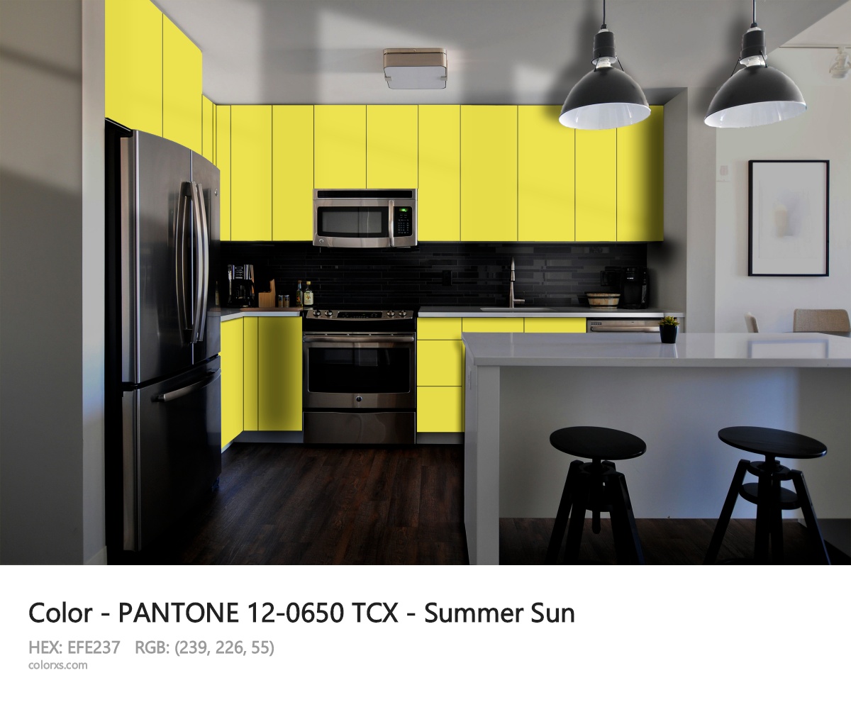 PANTONE 12-0650 TCX - Summer Sun CMS modular kitchen design
