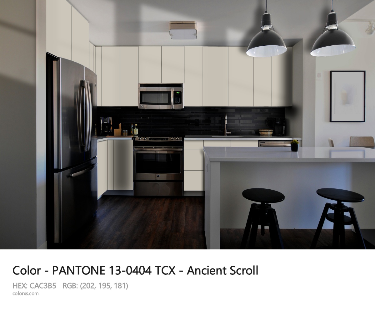 PANTONE 13-0404 TCX - Ancient Scroll CMS modular kitchen design