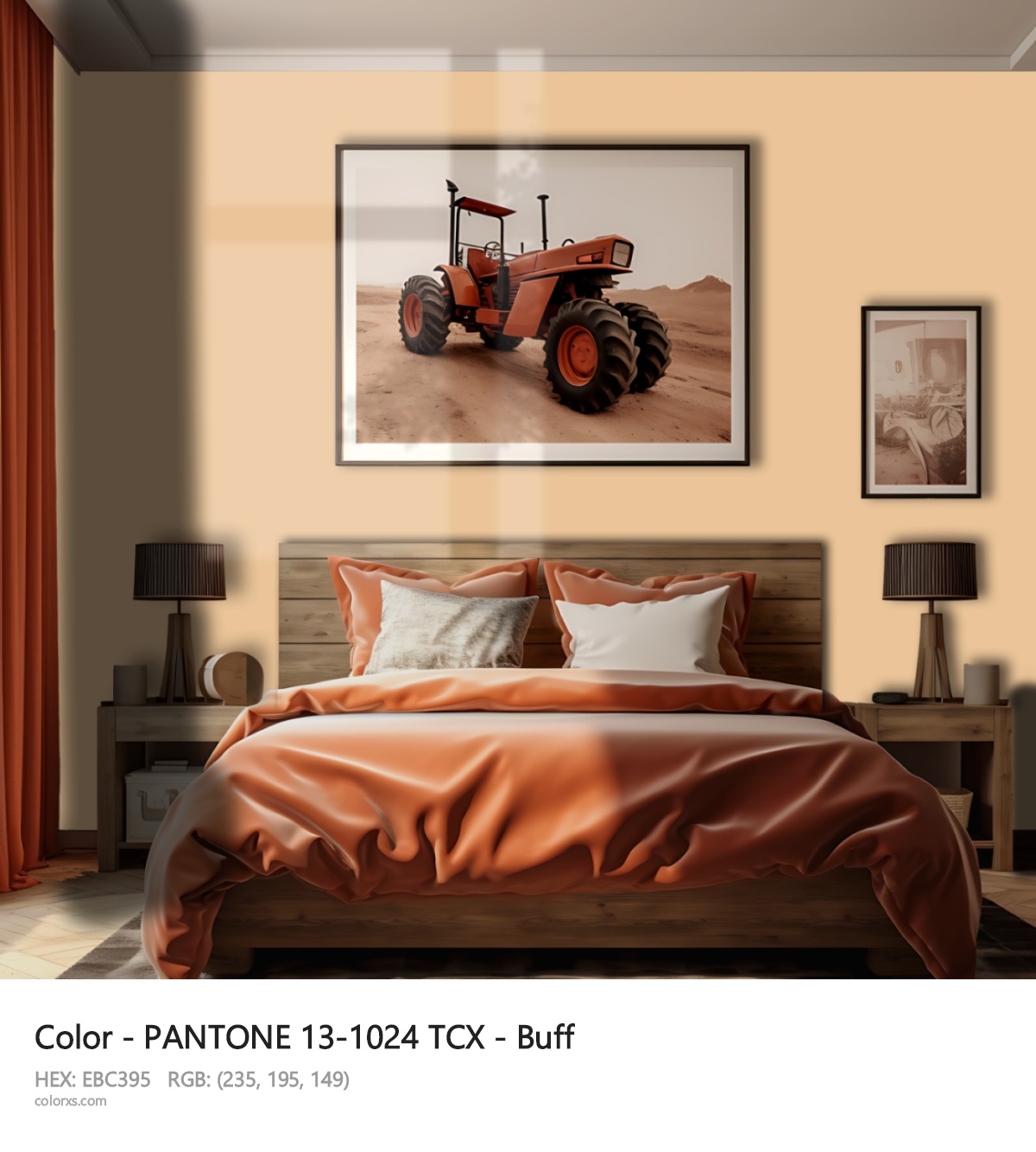 PANTONE 13-1024 TCX - Buff CMS vintage style bedroom interior