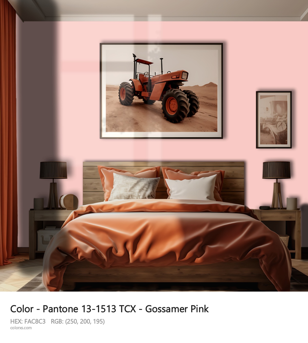 Pantone 13-1513 TCX - Gossamer Pink CMS vintage style bedroom interior
