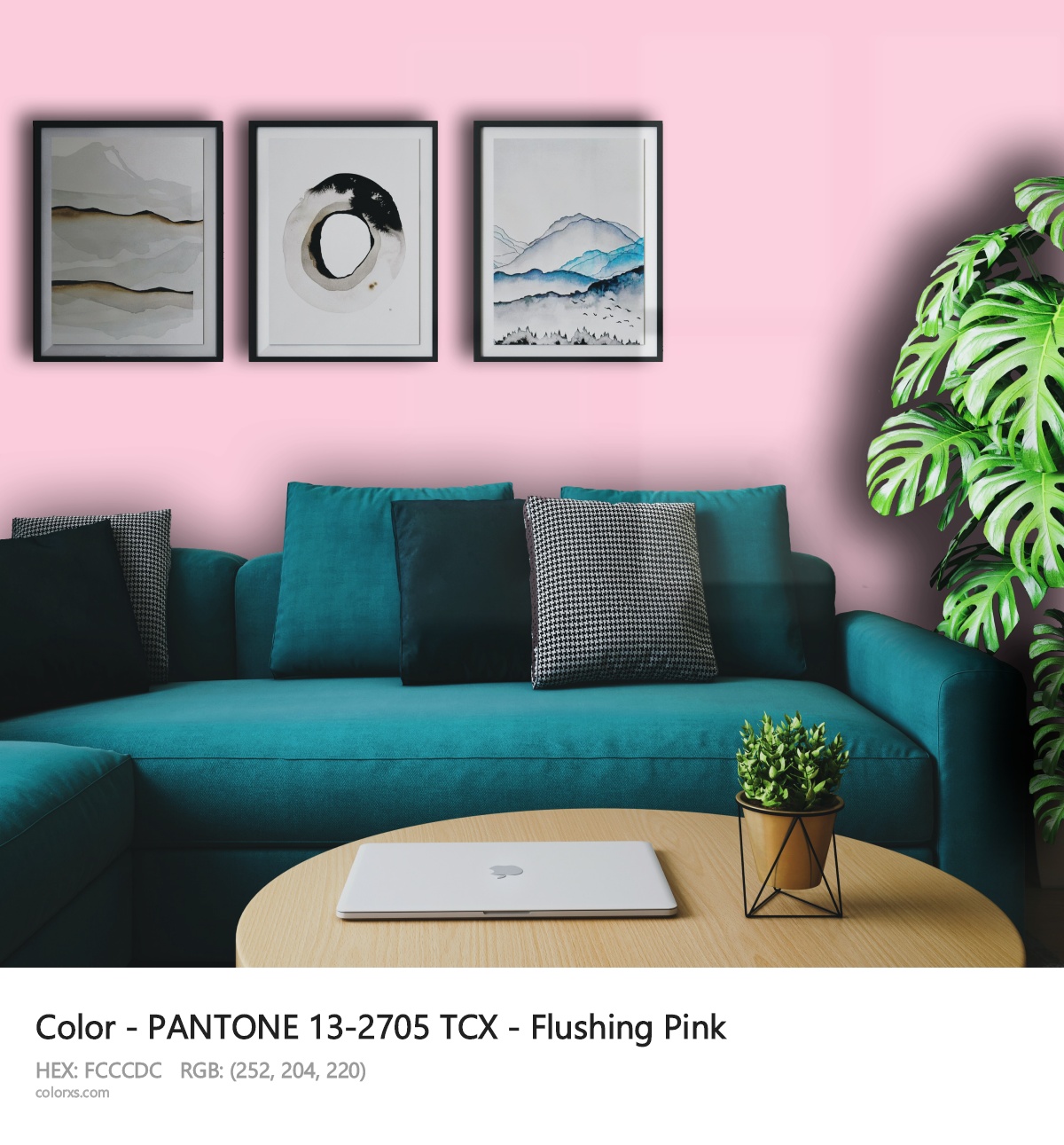 PANTONE 13-2705 TCX - Flushing Pink CMS cozy coffee corner interior