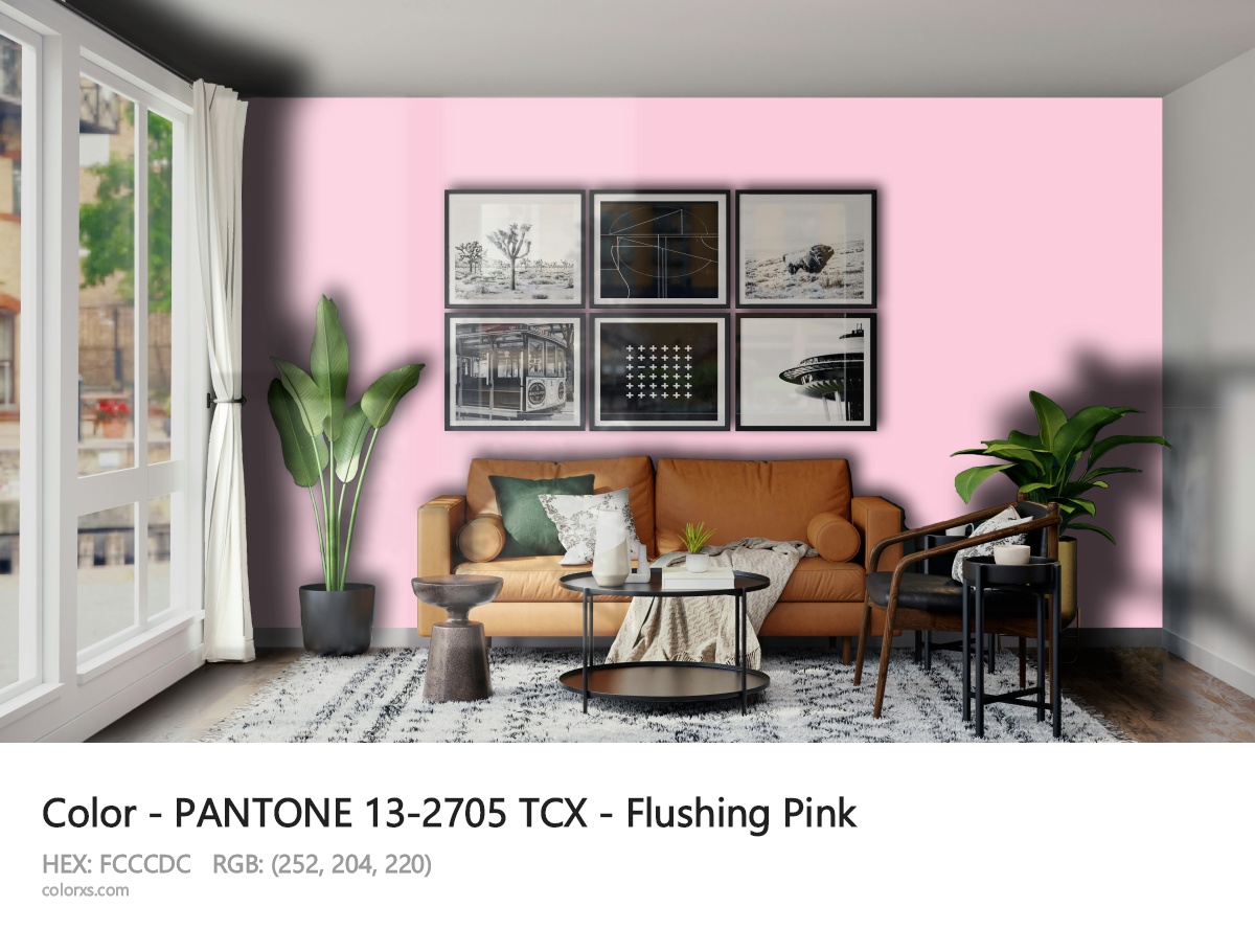 PANTONE 13-2705 TCX - Flushing Pink CMS modern minimalist living room interior