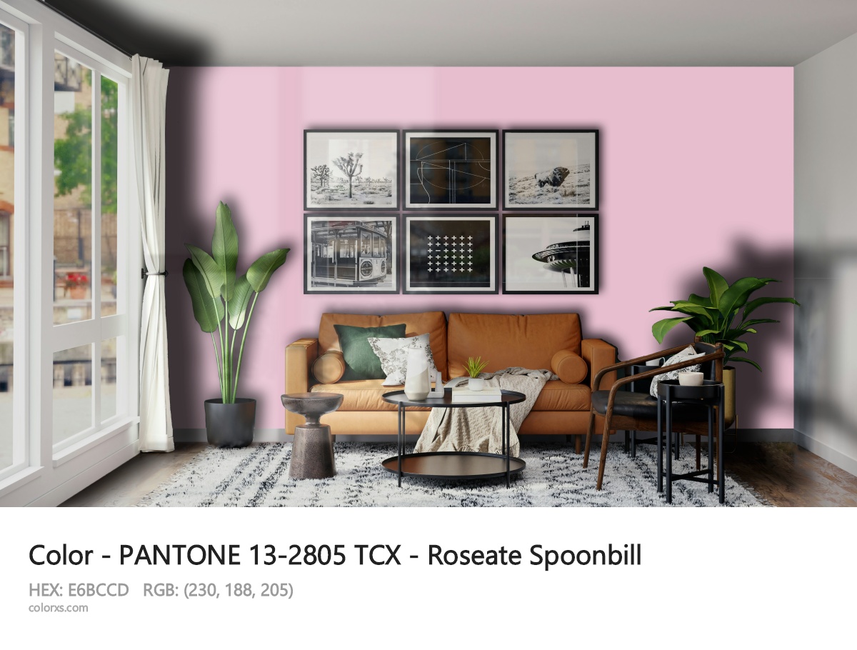 PANTONE 13-2805 TCX - Roseate Spoonbill CMS modern minimalist living room interior