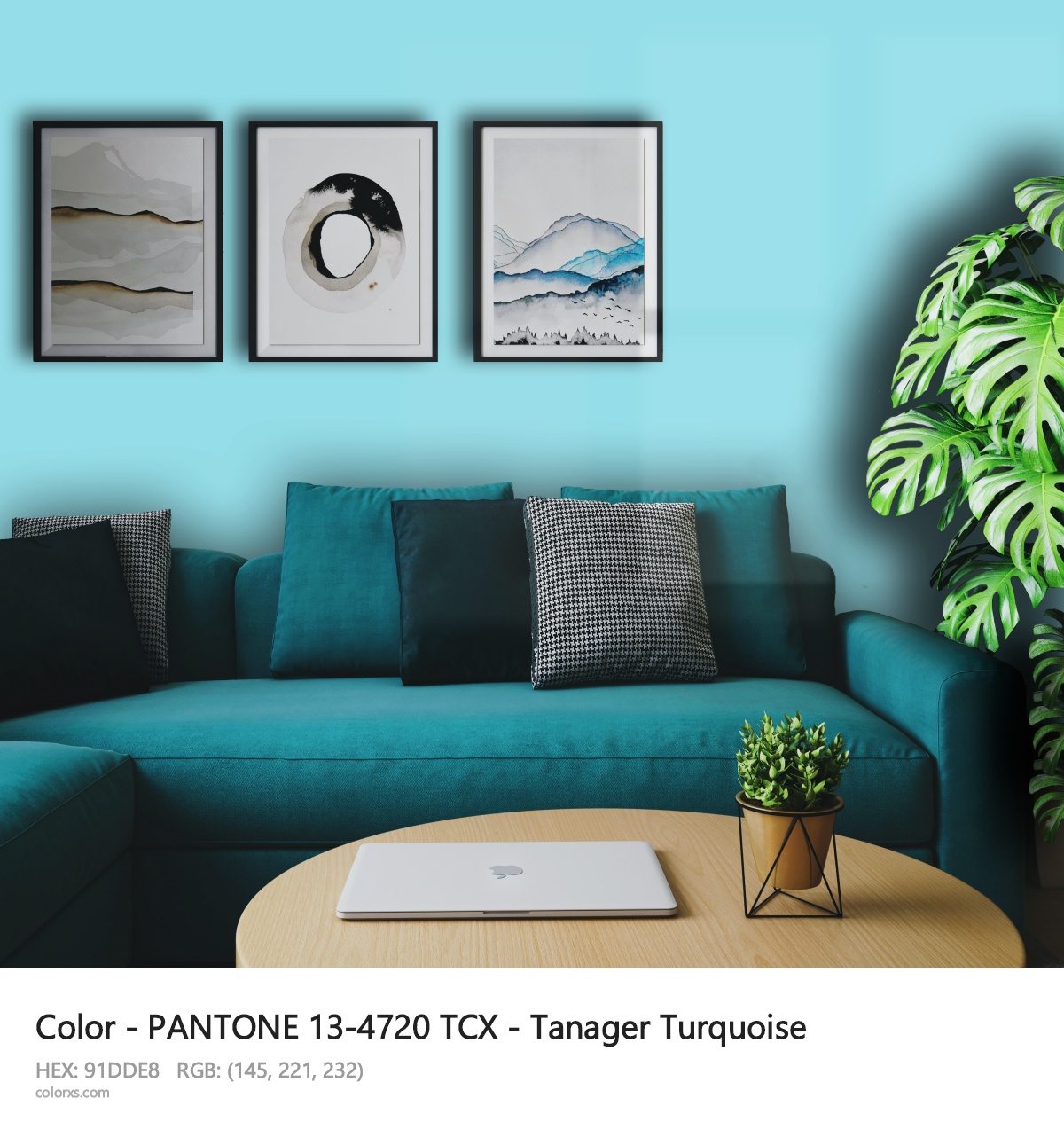 PANTONE 13-4720 TCX - Tanager Turquoise CMS cozy coffee corner interior