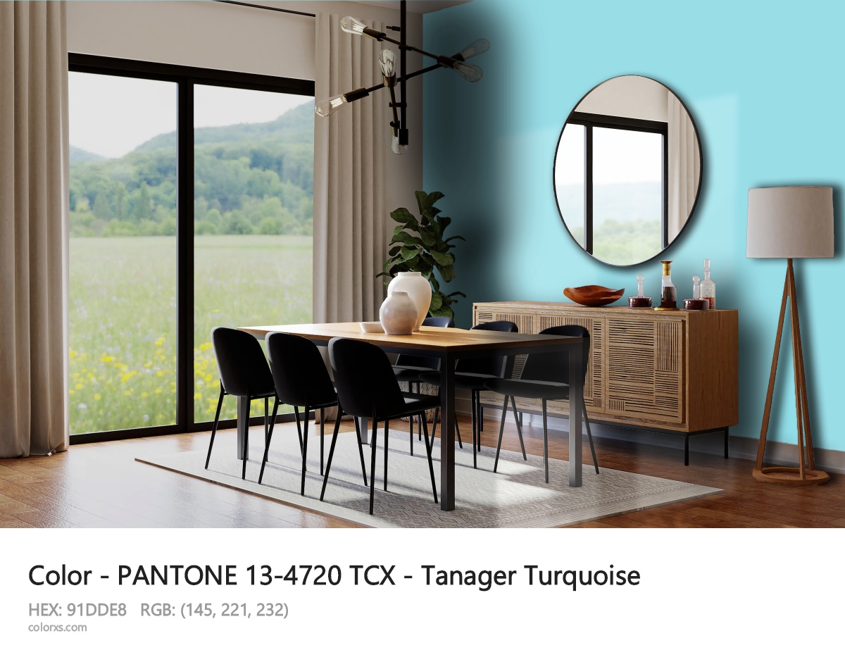 PANTONE 13-4720 TCX - Tanager Turquoise CMS dining room design