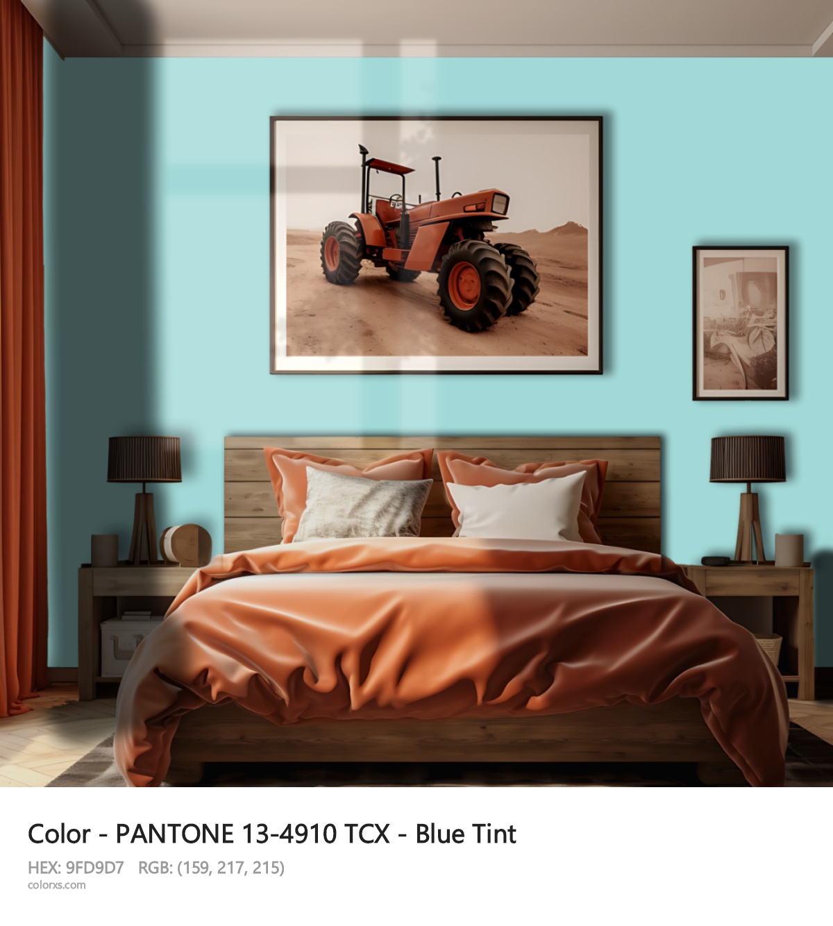 PANTONE 13-4910 TCX - Blue Tint CMS vintage style bedroom interior
