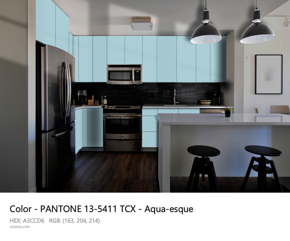 PANTONE 13-5411 TCX - Aqua-esque CMS modular kitchen design