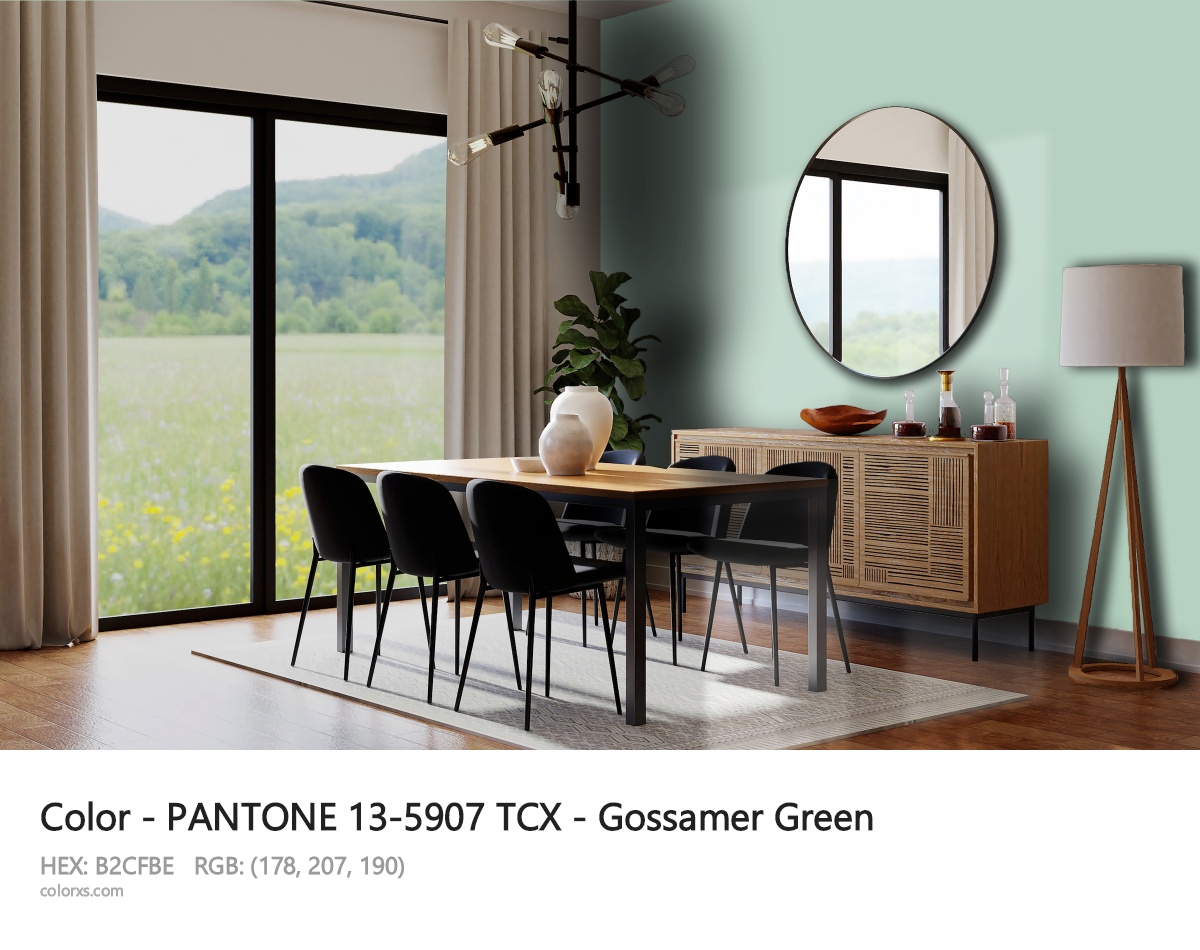 PANTONE 13-5907 TCX - Gossamer Green CMS dining room design