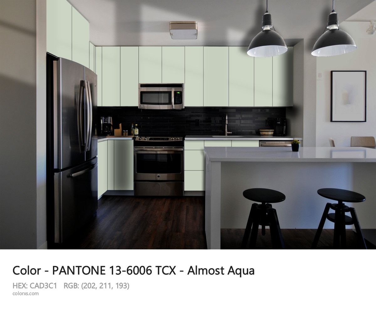 PANTONE 13-6006 TCX - Almost Aqua CMS modular kitchen design