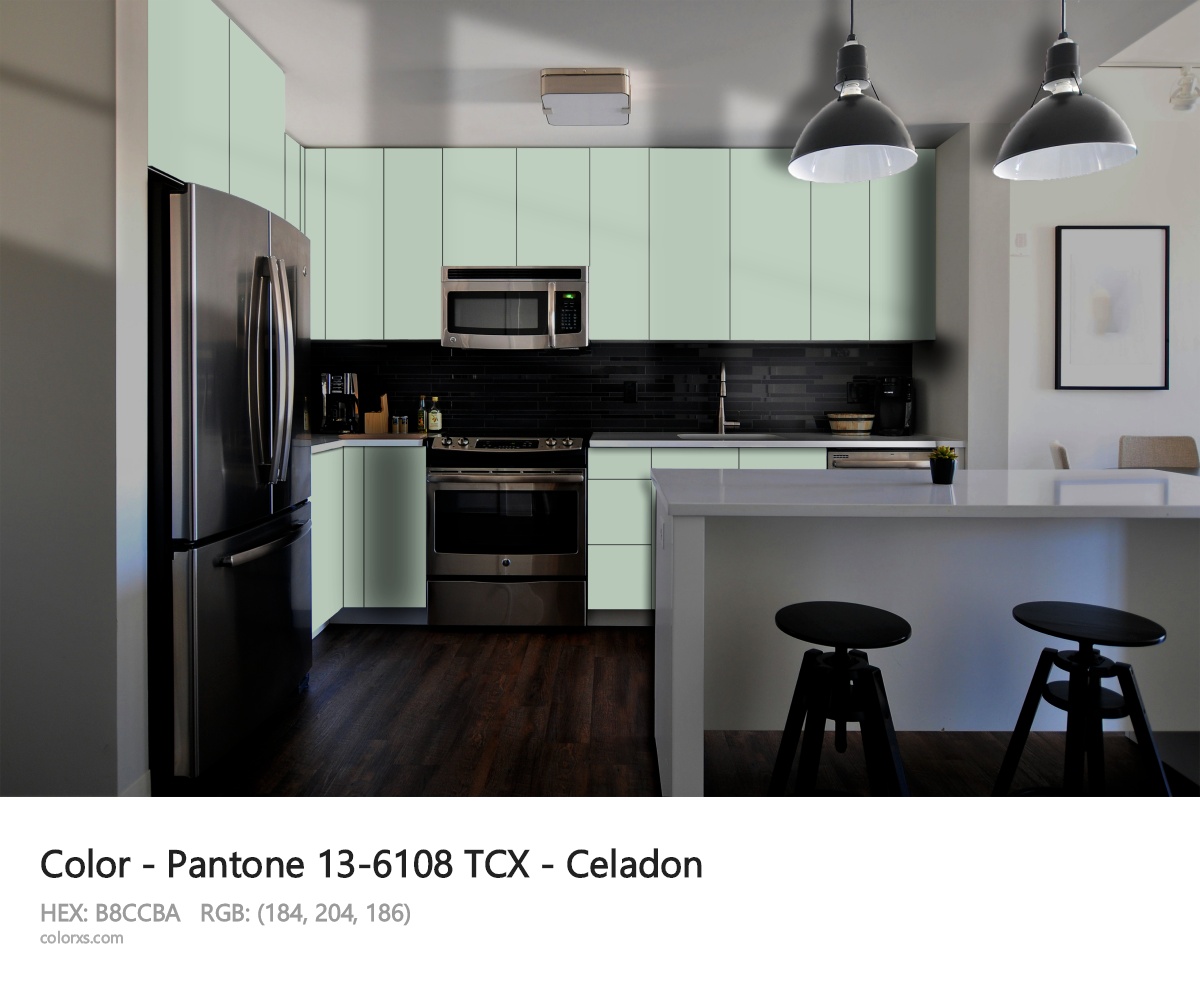 Pantone 13-6108 TCX - Celadon CMS modular kitchen design