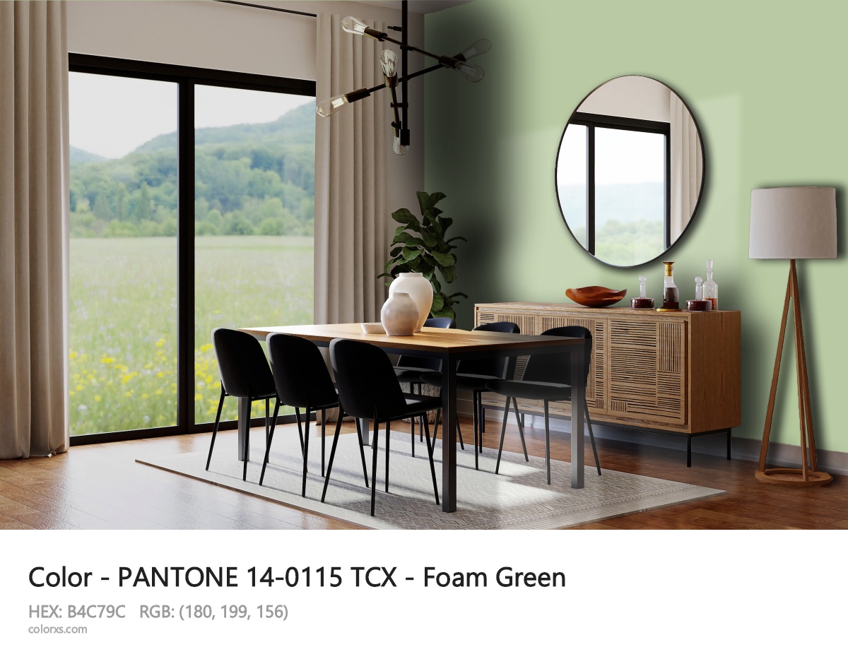 PANTONE 14-0115 TCX - Foam Green CMS dining room design