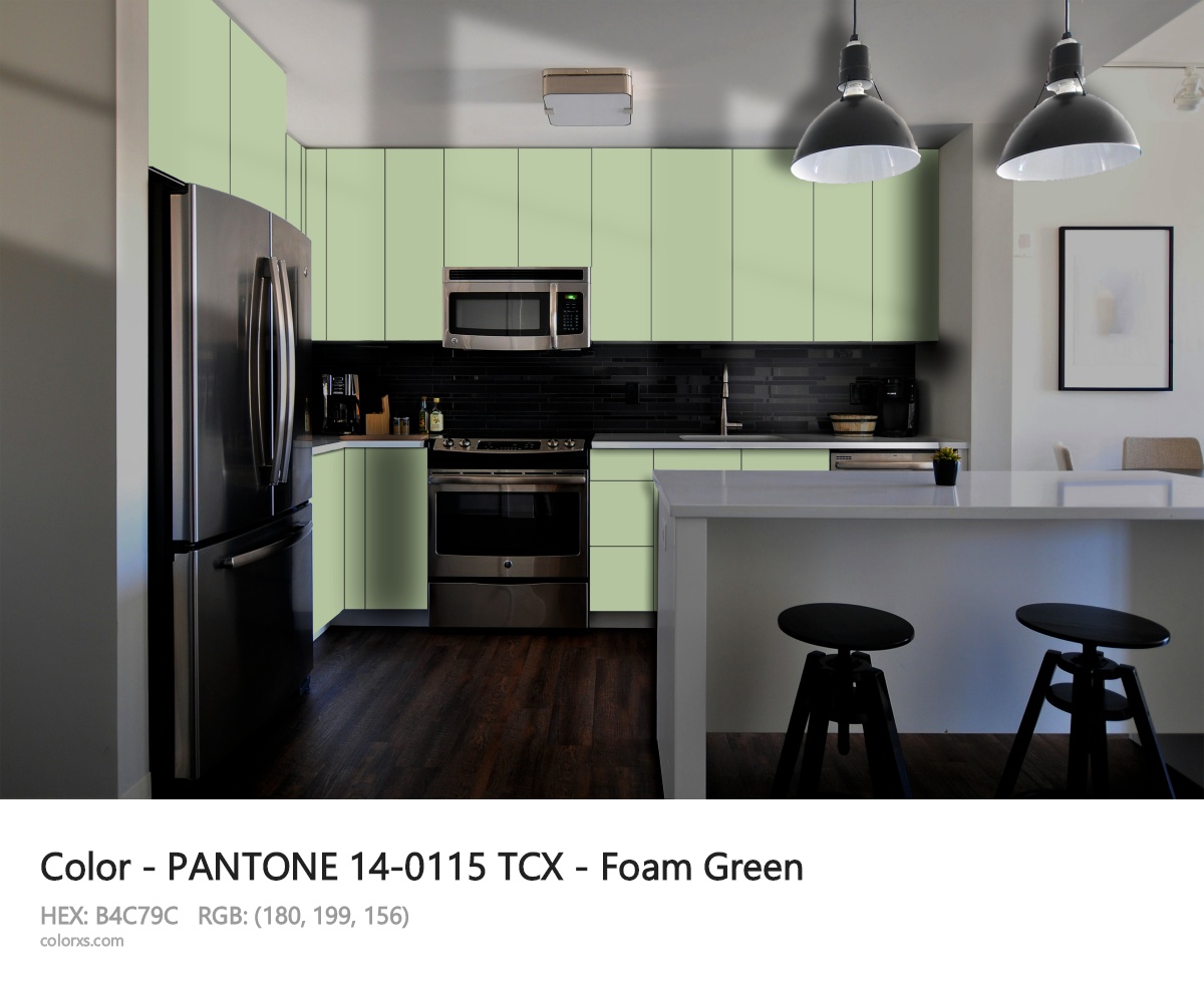 PANTONE 14-0115 TCX - Foam Green CMS modular kitchen design