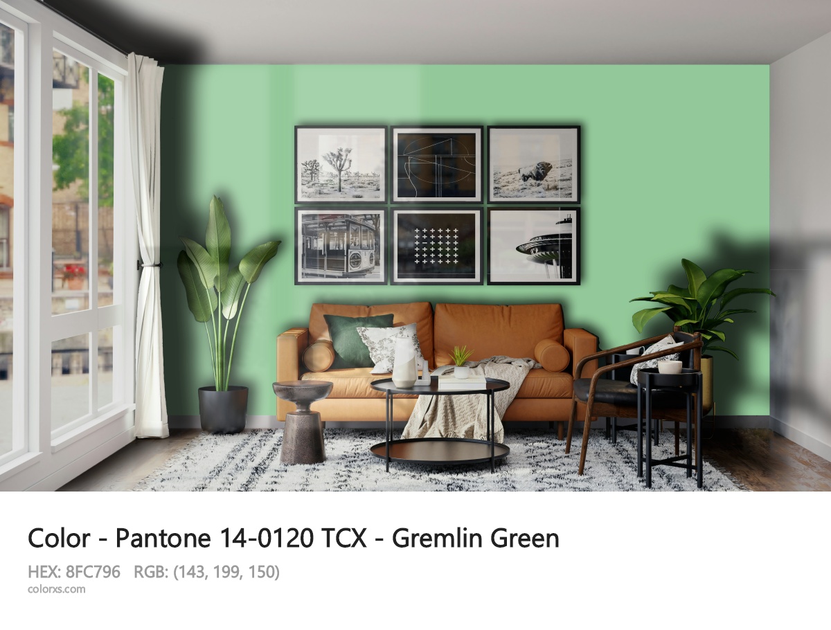 Pantone 14-0120 TCX - Gremlin Green CMS modern minimalist living room interior