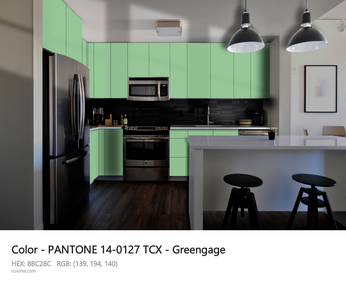 PANTONE 14-0127 TCX - Greengage CMS modular kitchen design