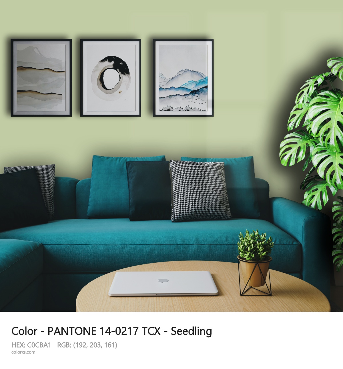 PANTONE 14-0217 TCX - Seedling CMS cozy coffee corner interior