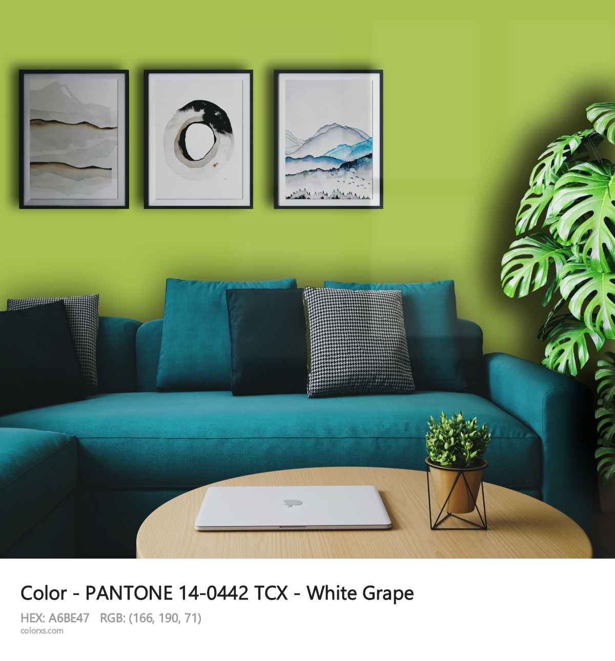 PANTONE 14-0442 TCX - White Grape CMS cozy coffee corner interior