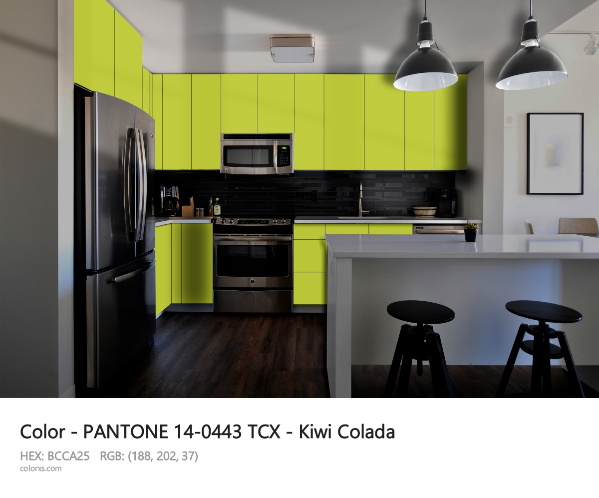 PANTONE 14-0443 TCX - Kiwi Colada CMS modular kitchen design